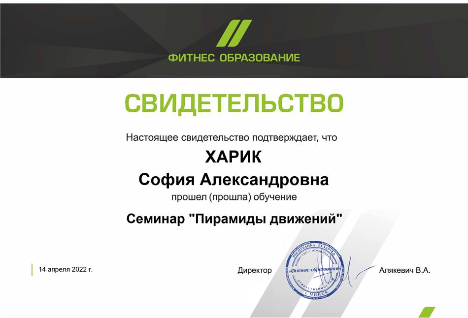 Свидетельство «Пирамиды движений»